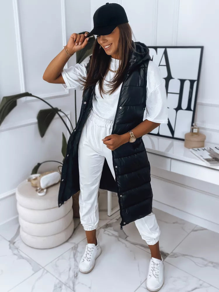 Women's black hooded vest Visan