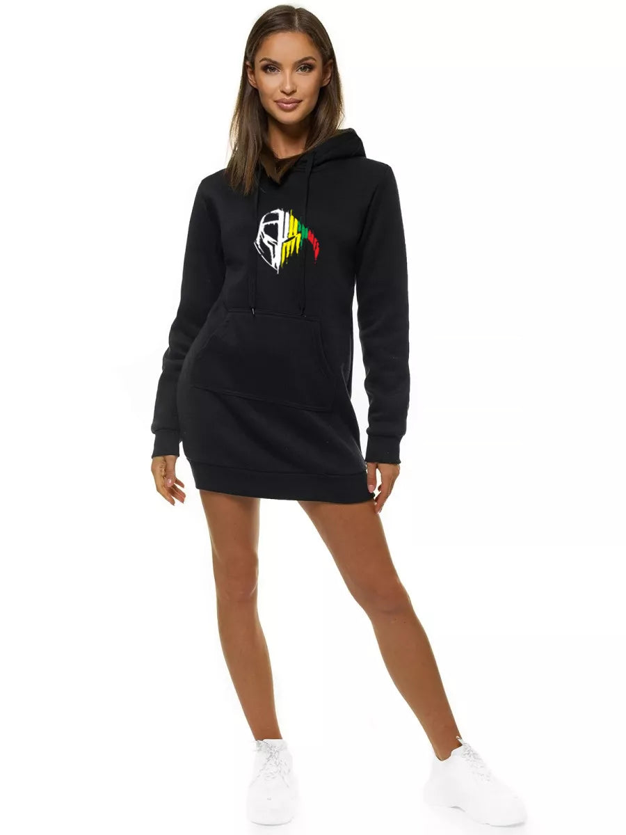 Women's black dress with a hood Riter