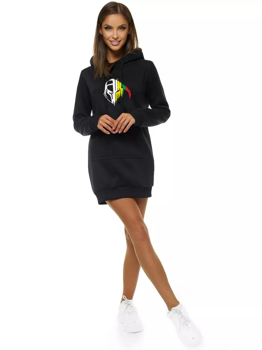 Women's black dress with a hood Riter