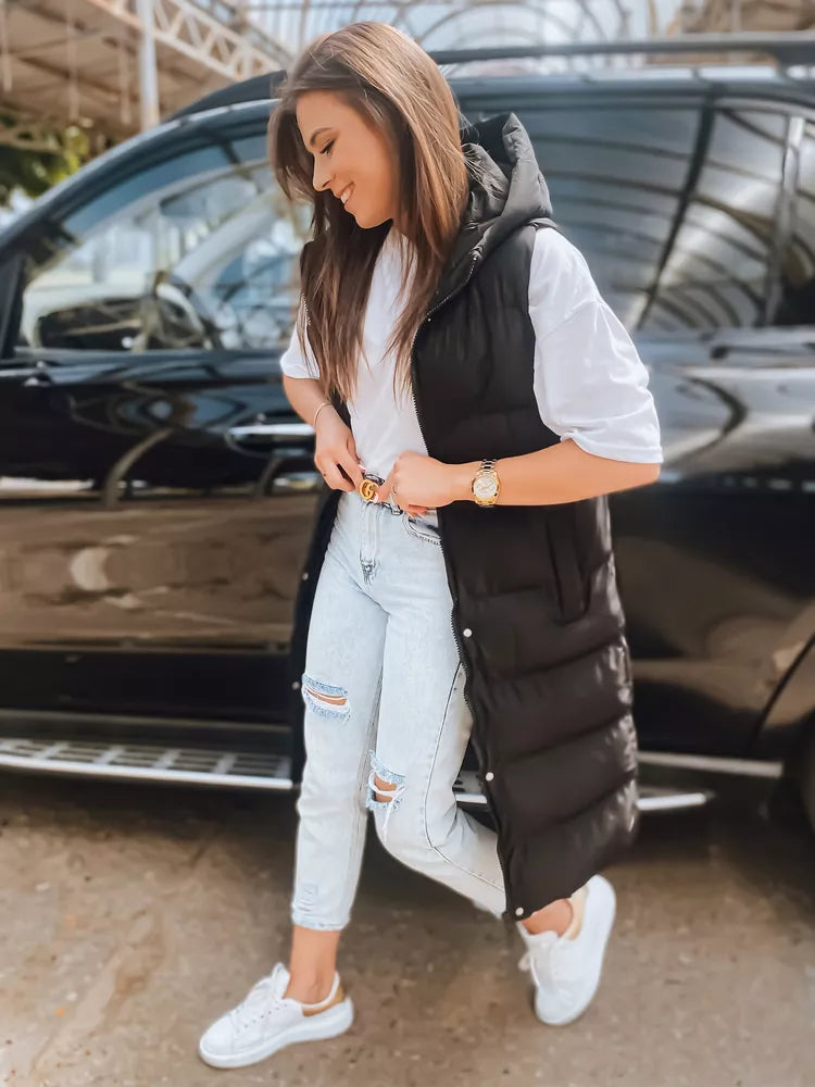 Black women's vest with hood Luves