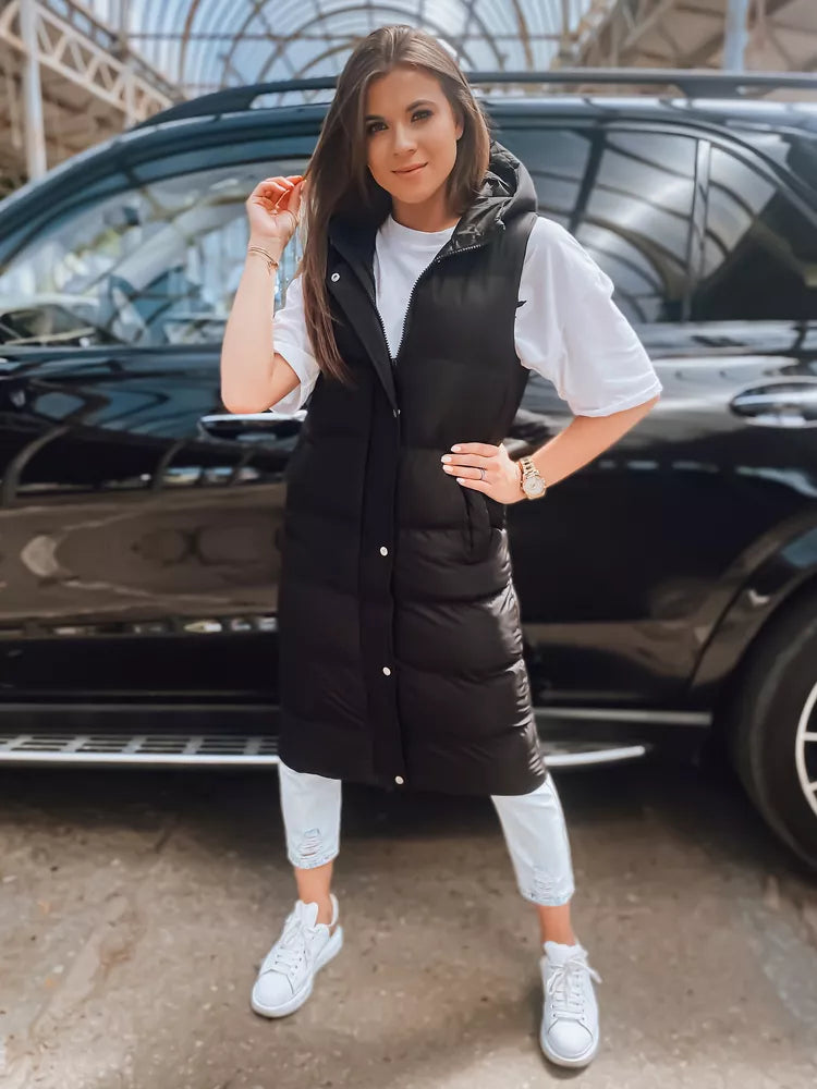 Black women's vest with hood Luves