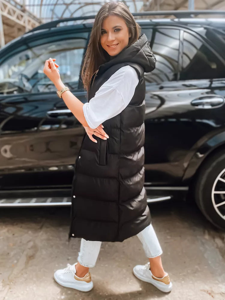 Black women's vest with hood Luves