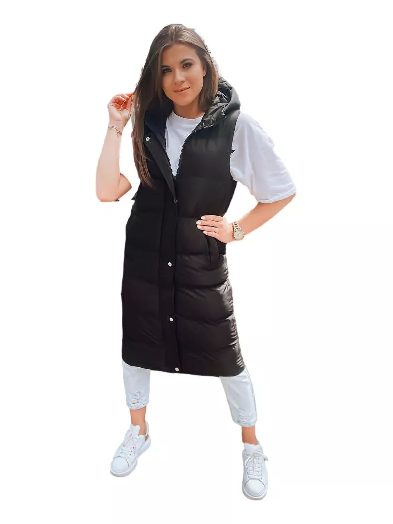 Black women's vest with hood Luves
