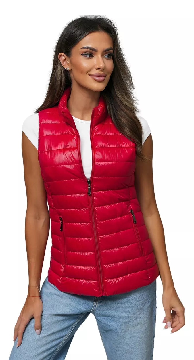 Women's shiny red vest Sofia