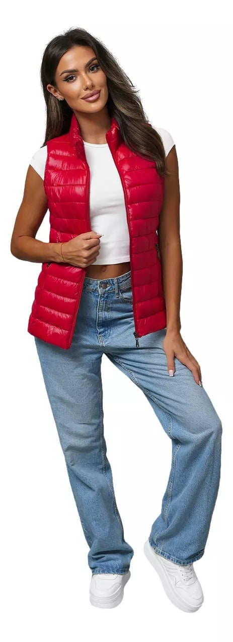 Women's shiny red vest Sofia