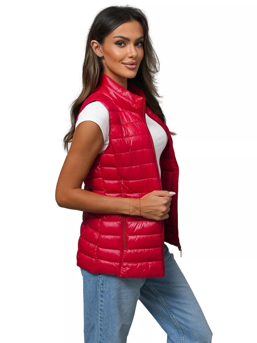 Women's shiny red vest Sofia