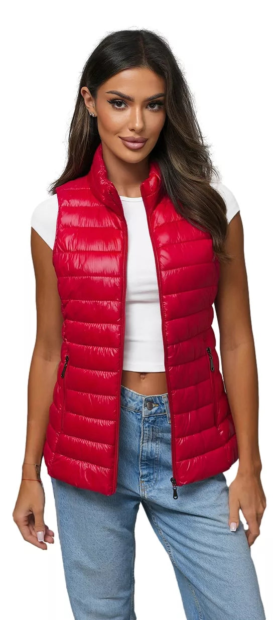 Women's shiny red vest Sofia