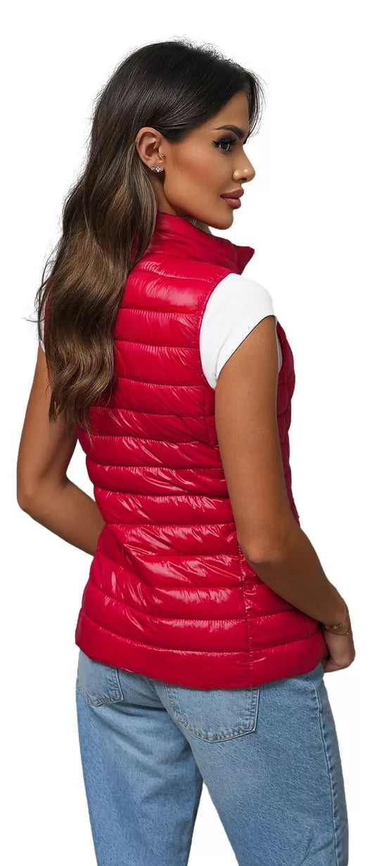 Women's shiny red vest Sofia