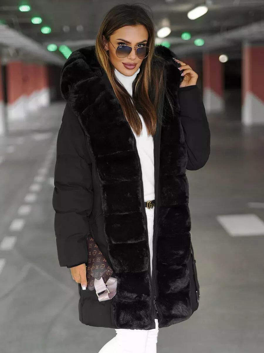 Black women's winter jacket with fur Daisy