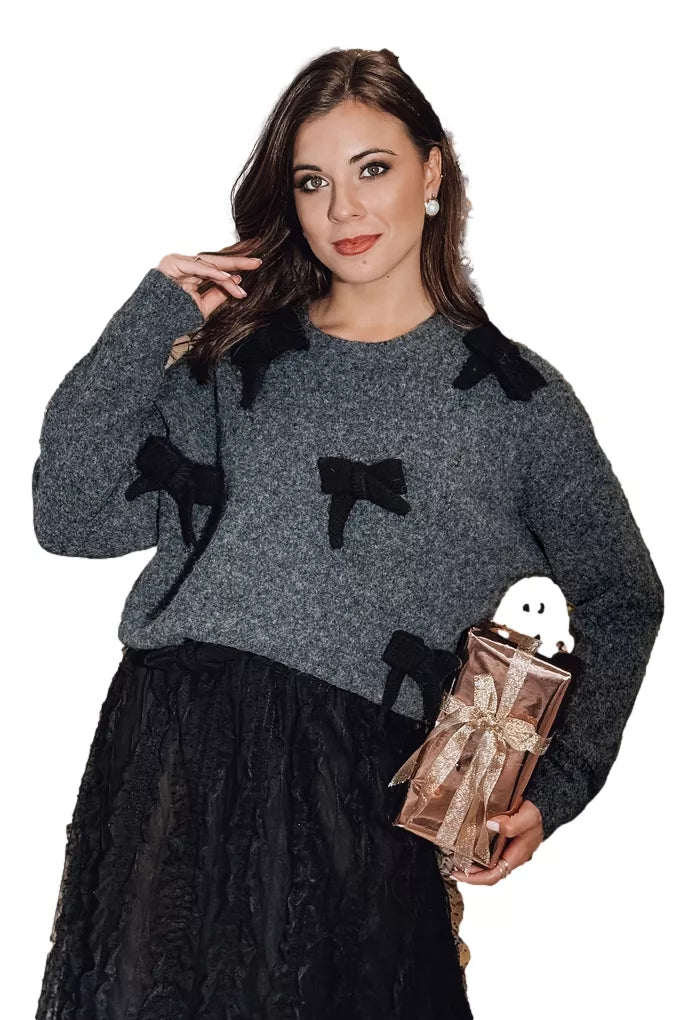 Women's black sweater Bow