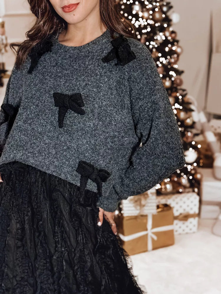 Women's black sweater Bow