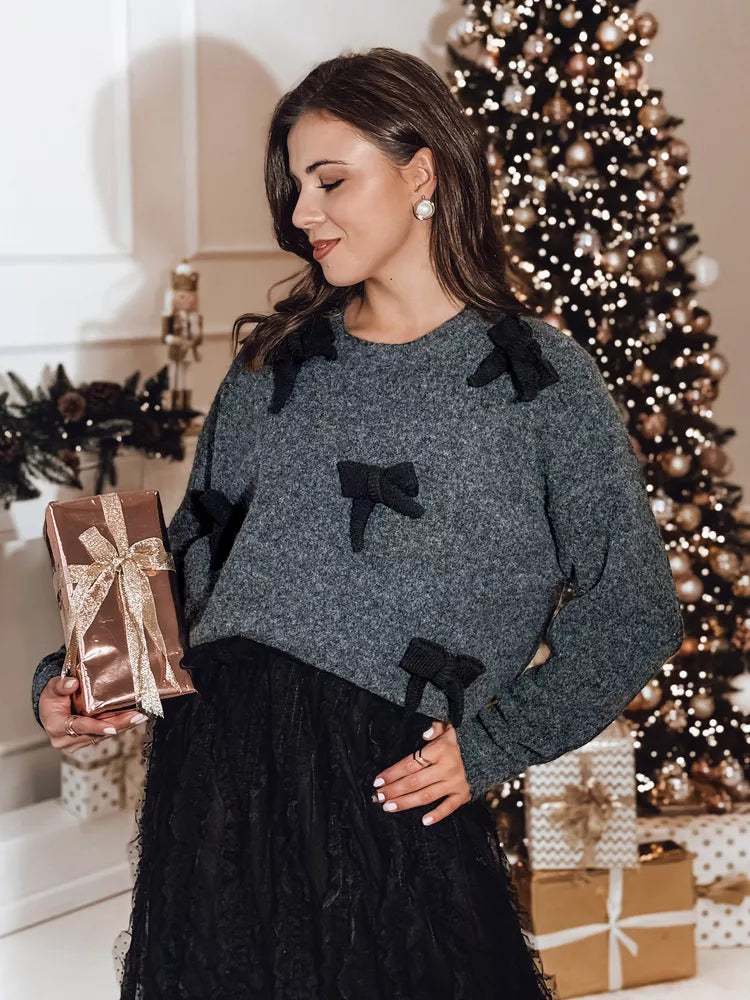 Women's black sweater Bow