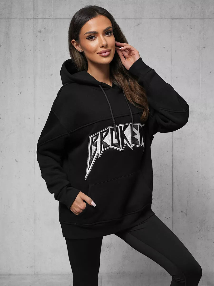 Women's black sweater Broken