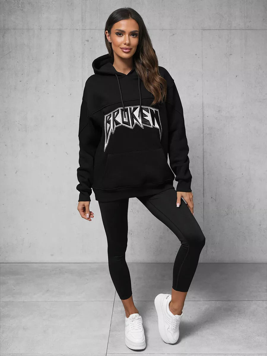 Women's black sweater Broken