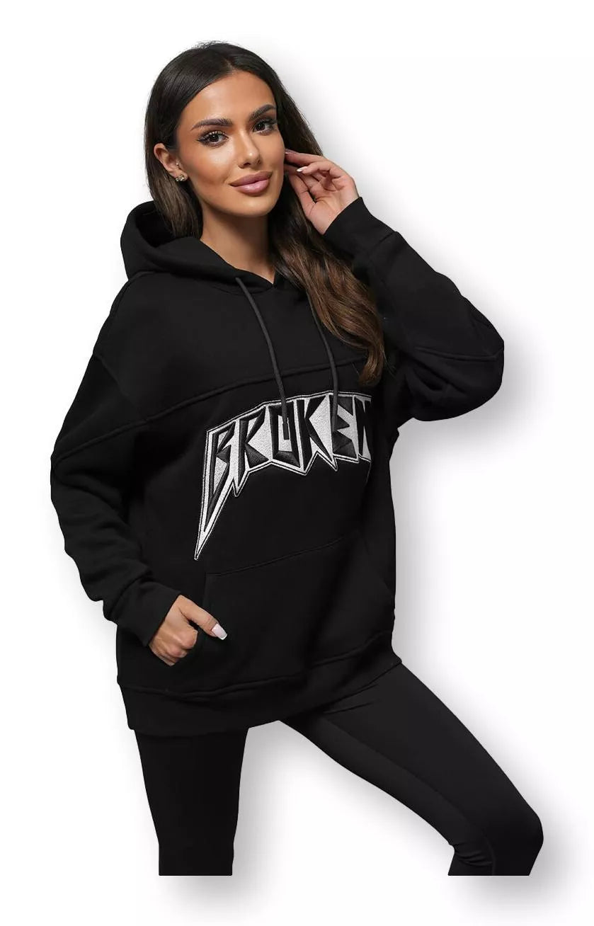 Women's black sweater Broken