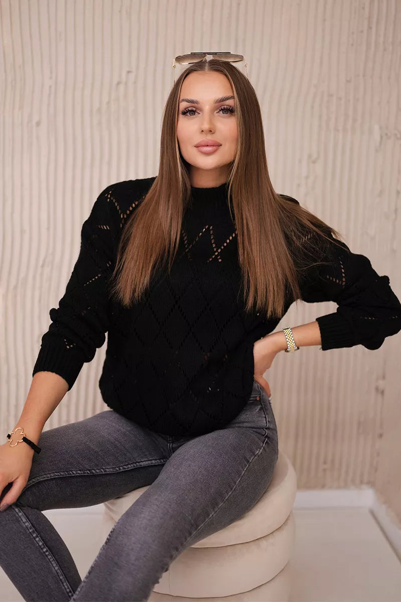 Women's black sweater Rhombus 