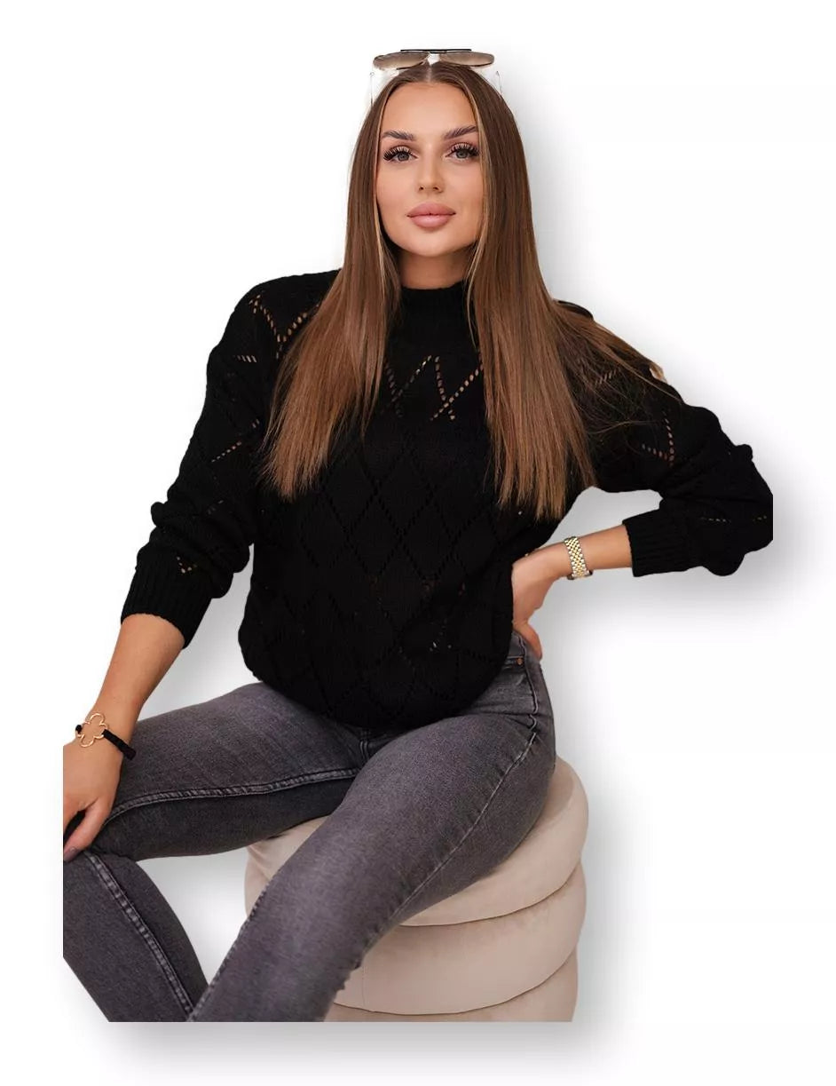 Women's black sweater Rhombus 