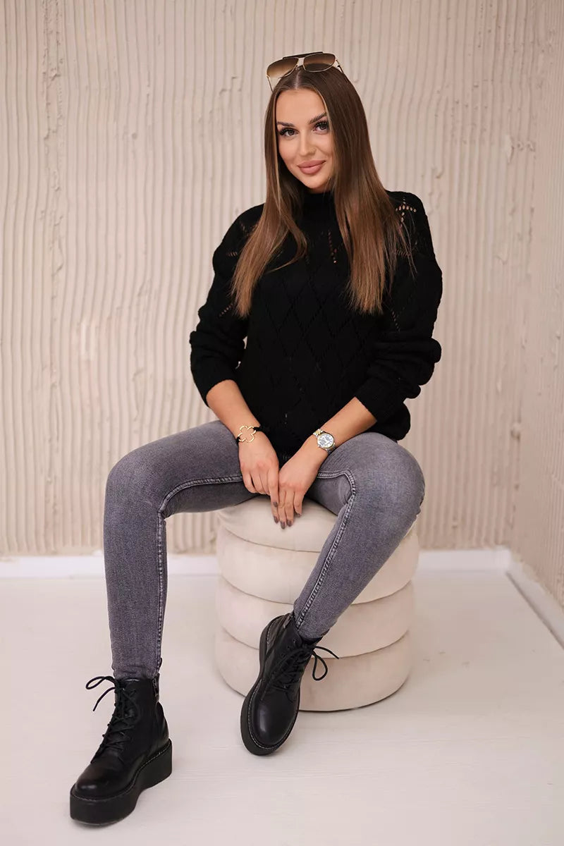 Women's black sweater Rhombus 