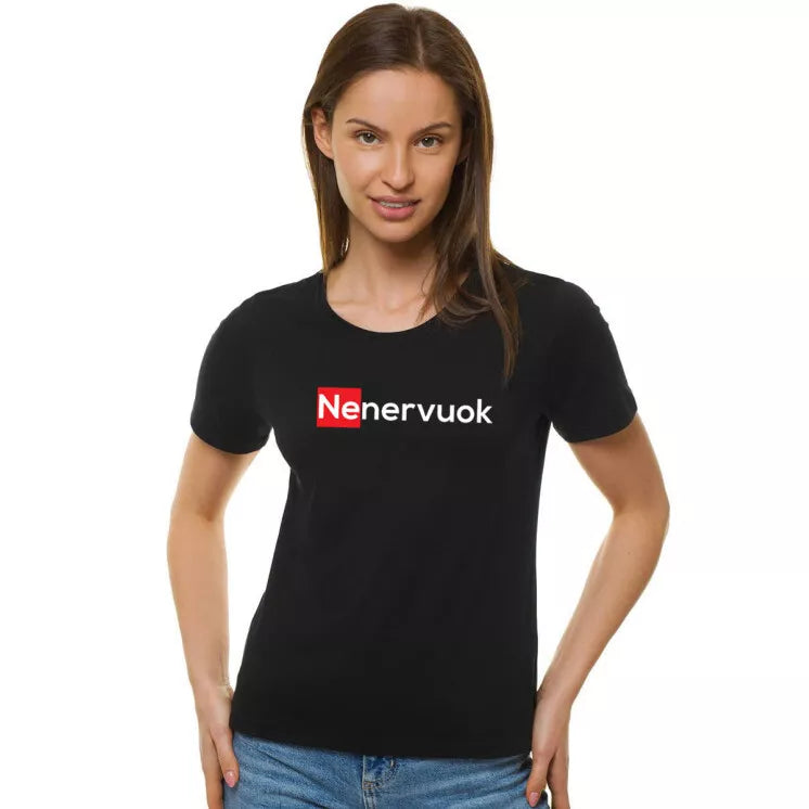 Women's black T-shirt Don't be nervous
