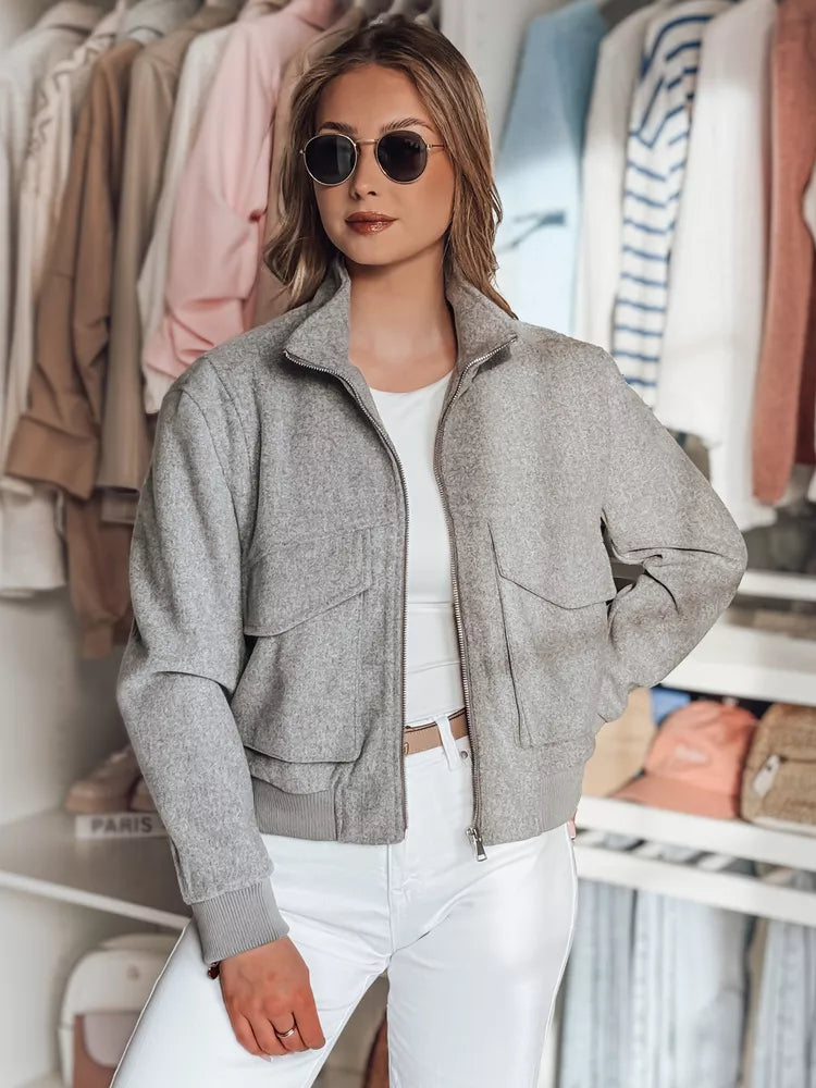 Women's gray oversize bomber jacket Milina