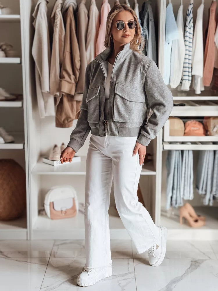 Women's gray oversize bomber jacket Milina