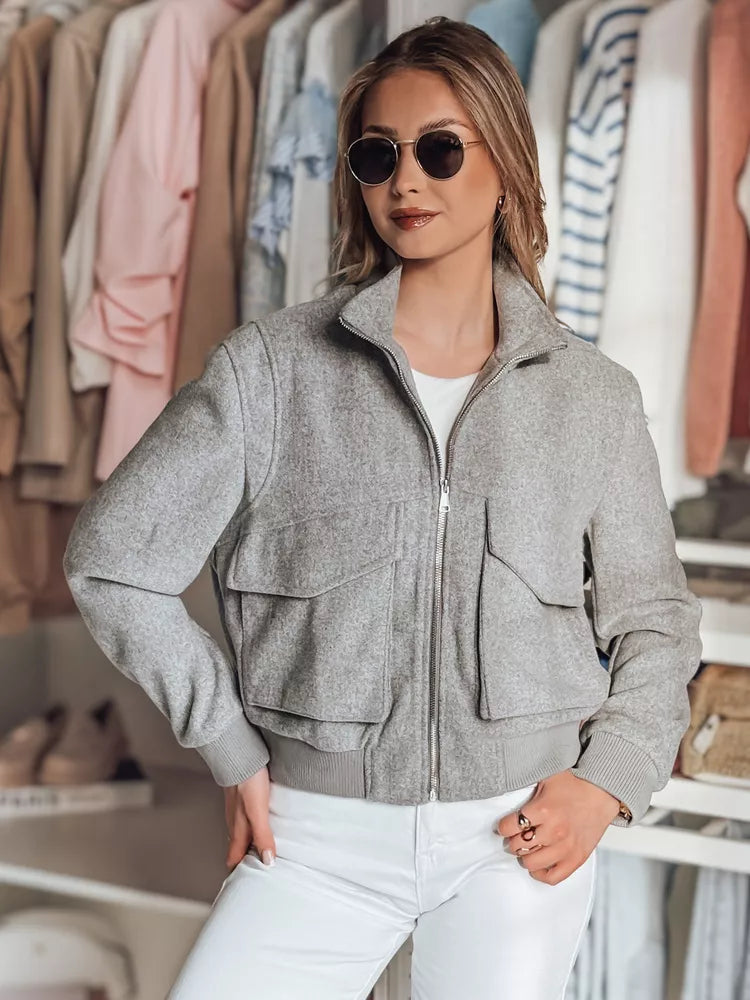 Women's gray oversize bomber jacket Milina