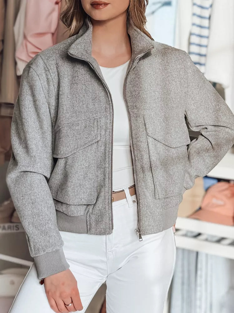 Women's gray oversize bomber jacket Milina