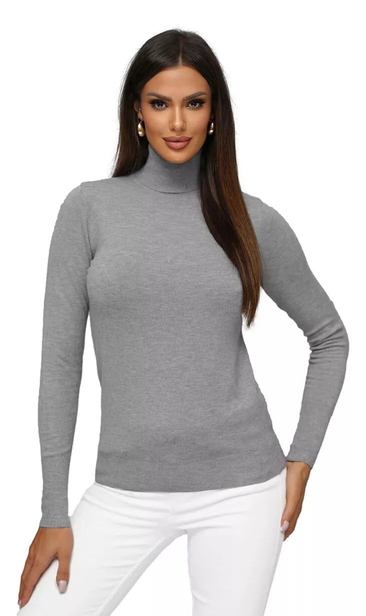 Women's gray sweater with high neck Stelin