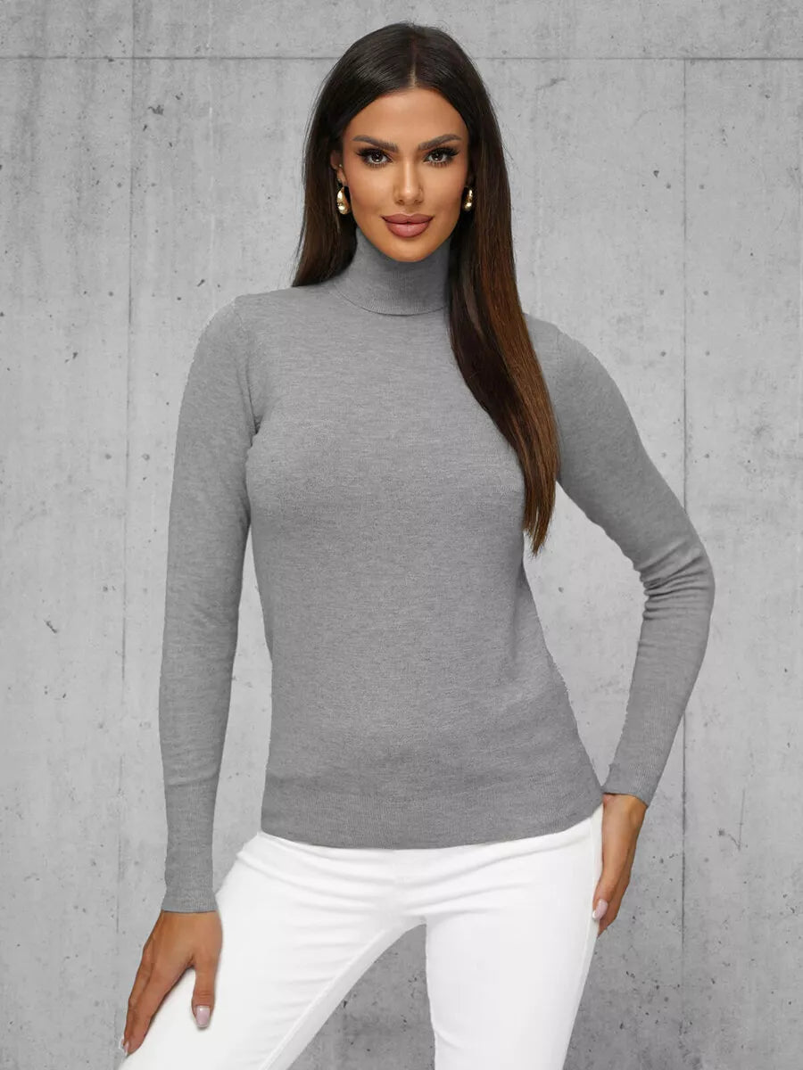 Women's gray sweater with high neck Stelin