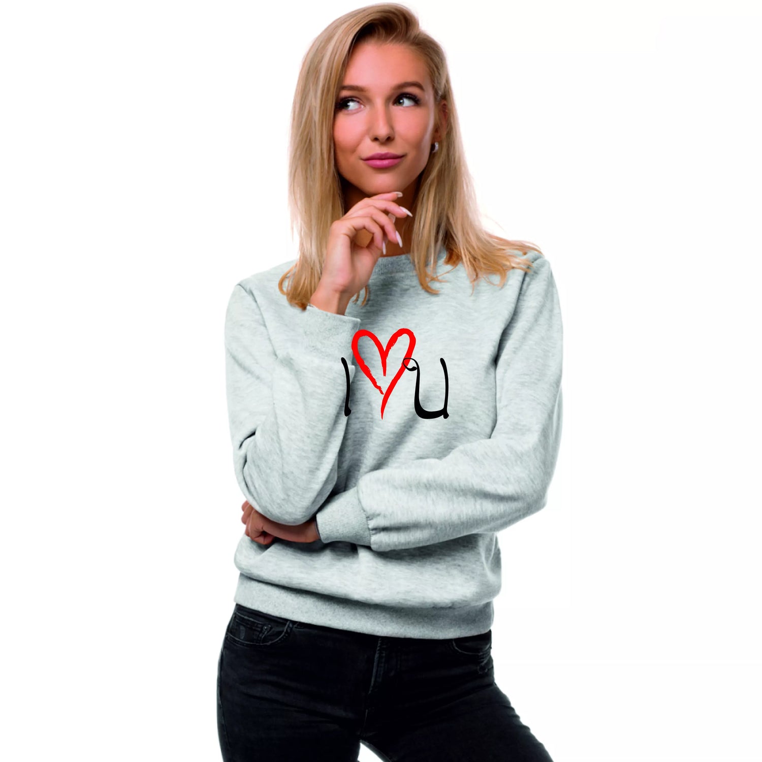 Women's gray sweater Love