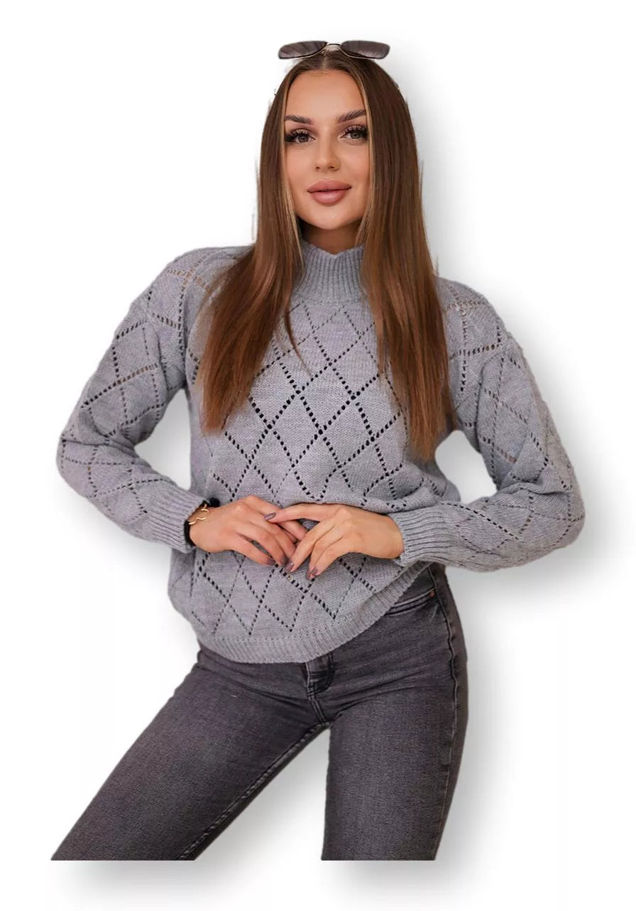 Women's gray sweater Rhombus 