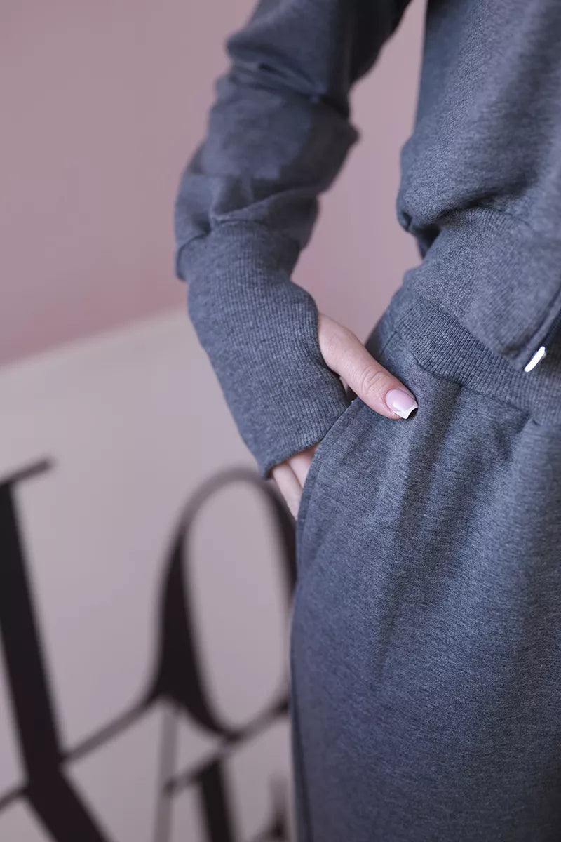 Women's grey Donni suit.