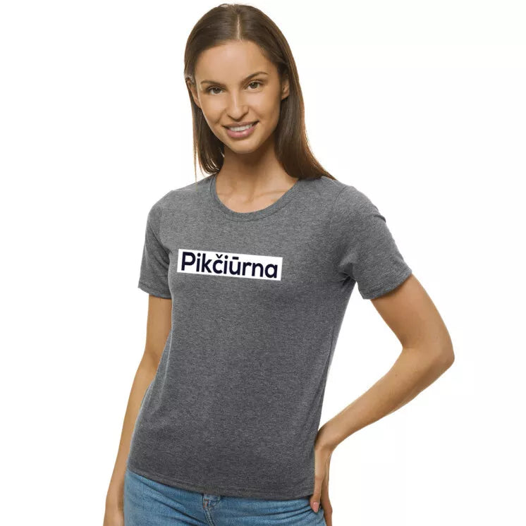 Women's gray T-shirt Pikčiūrna