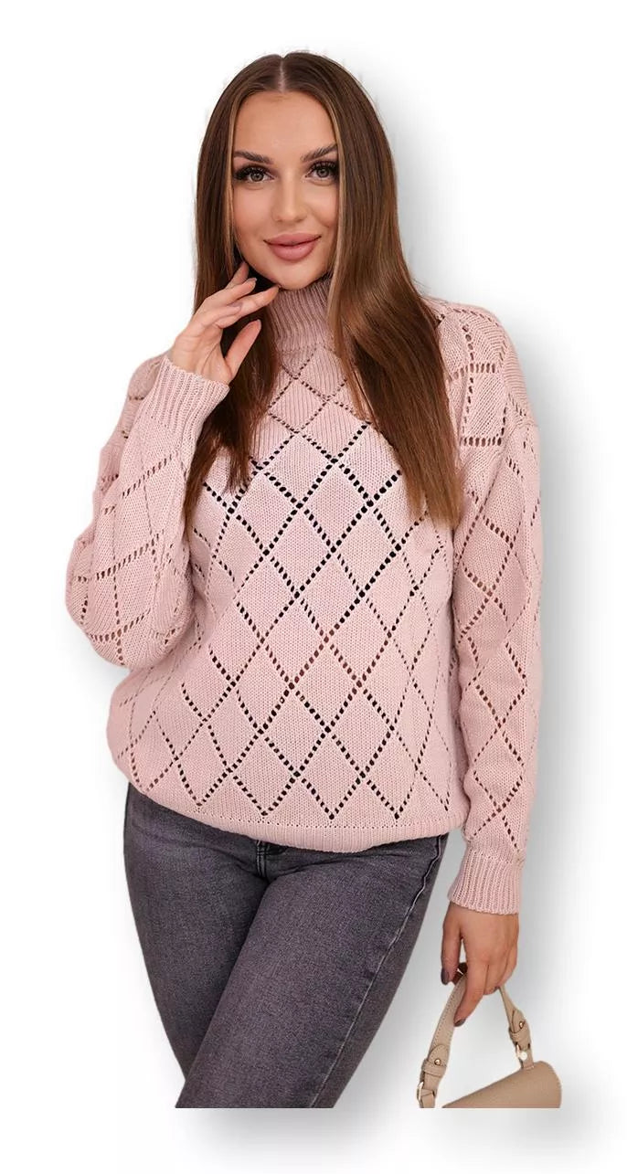 Women's pink sweater Rhombus 