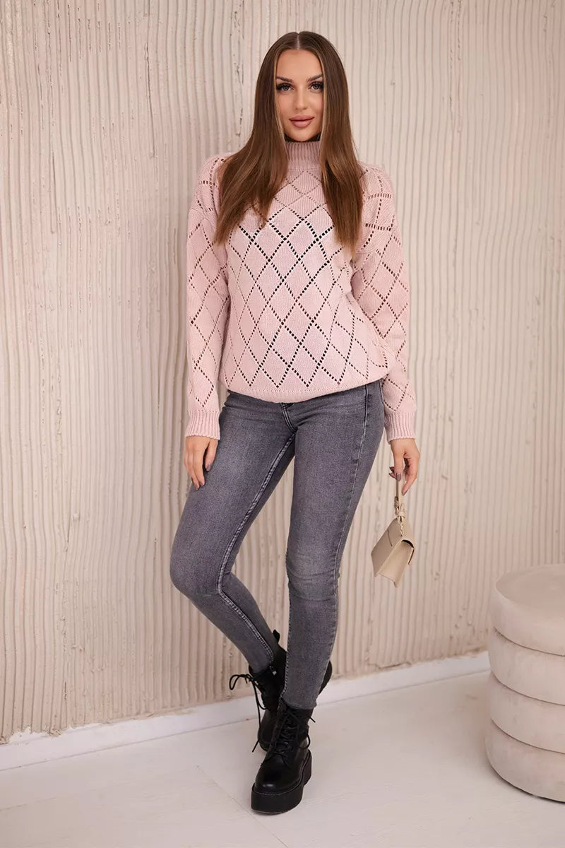 Women's pink sweater Rhombus 