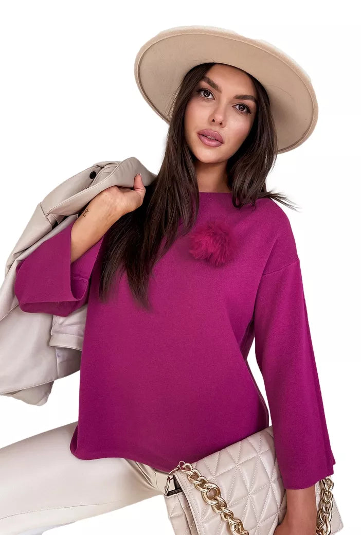 Women's pink oversized sweater Justi