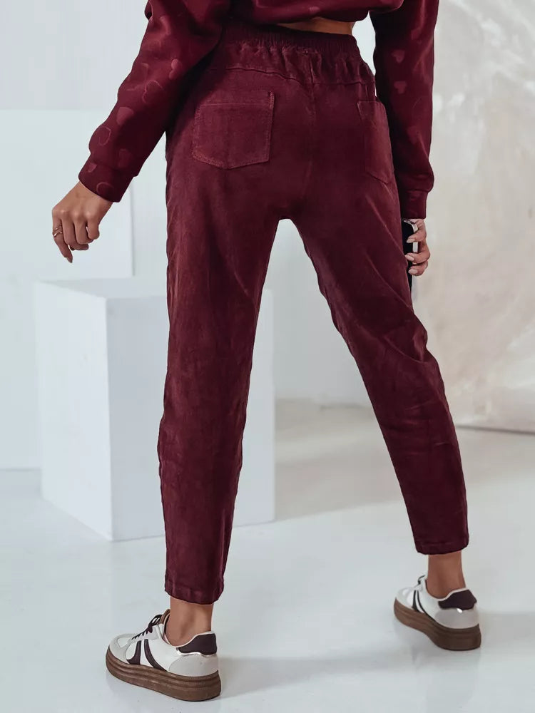 Women's velvet burgundy casual pants Velvi
