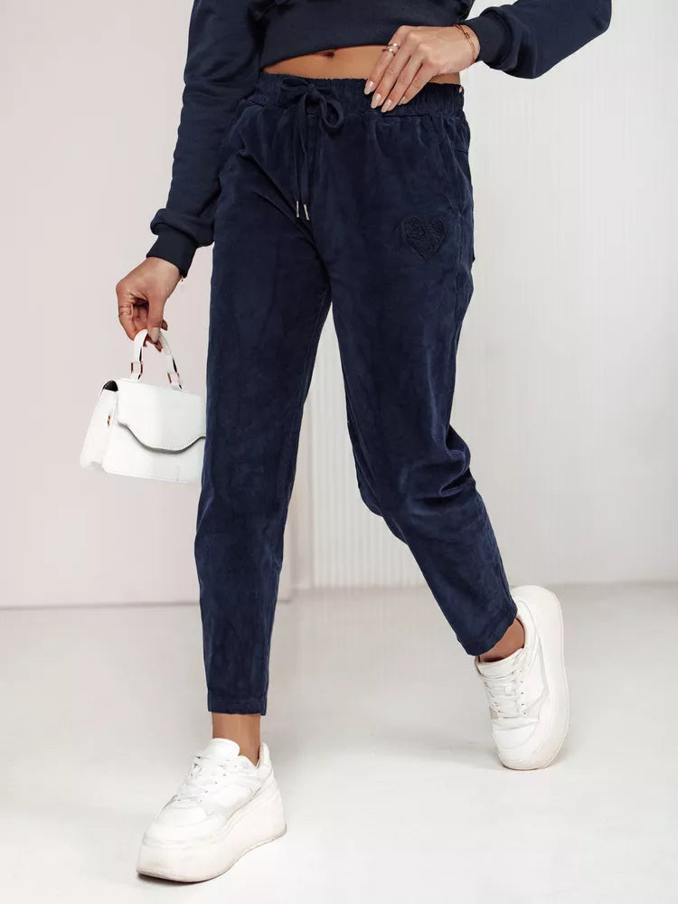 Women's velvet navy blue casual pants Velvi