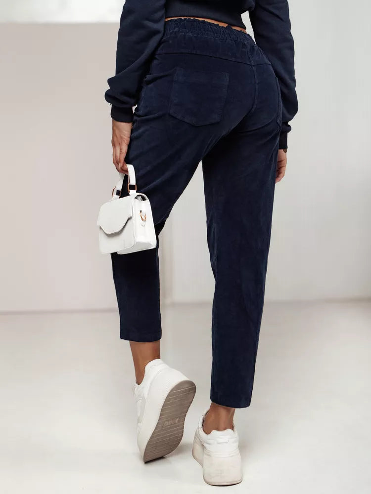 Women's velvet navy blue casual pants Velvi