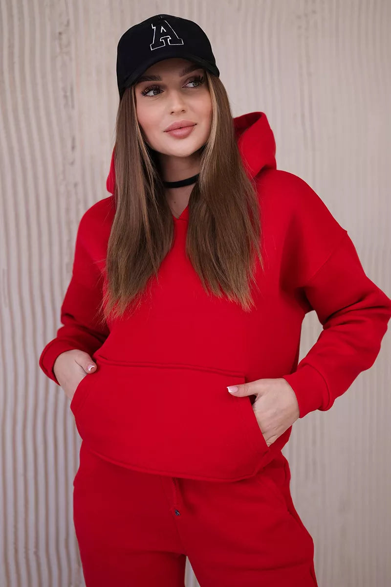 Women's red Soni set.