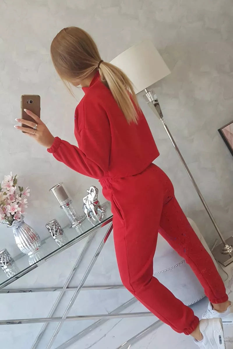 Women's red Splash outfit.