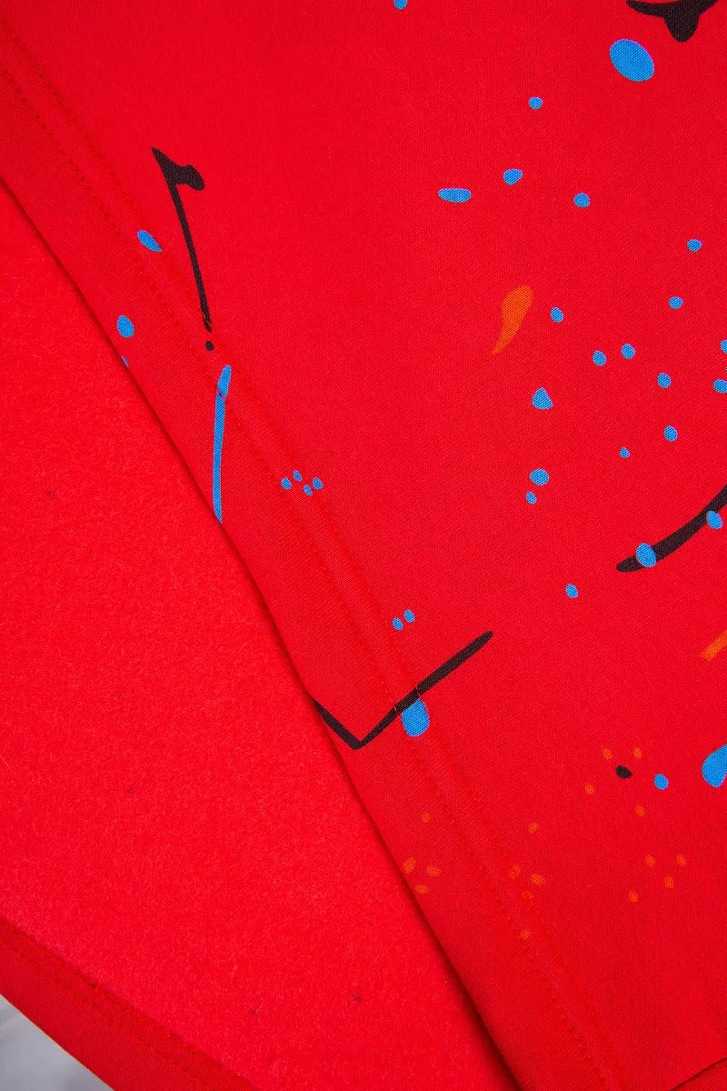 Women's red Splash outfit.