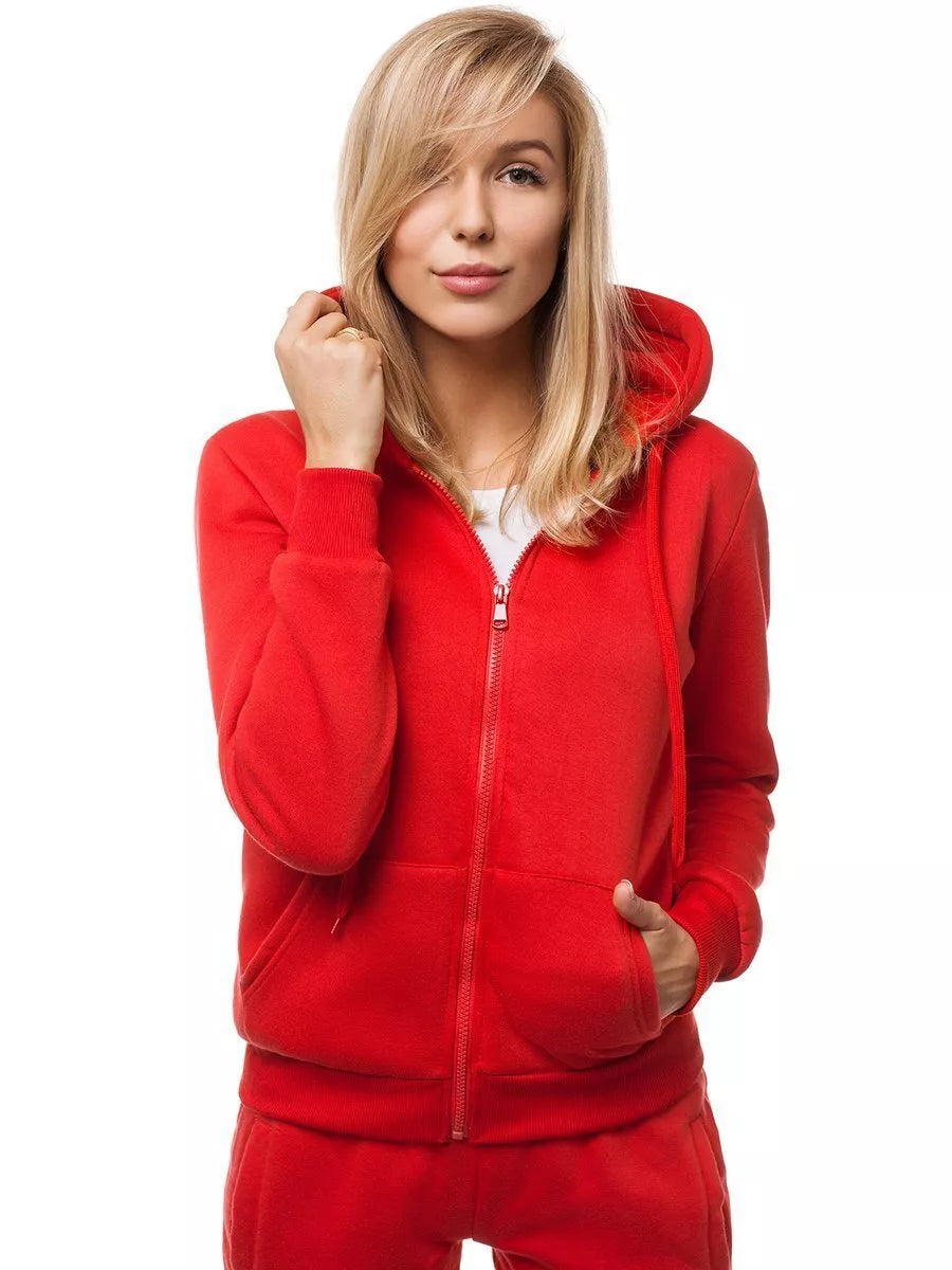 Women's red hoodie Look