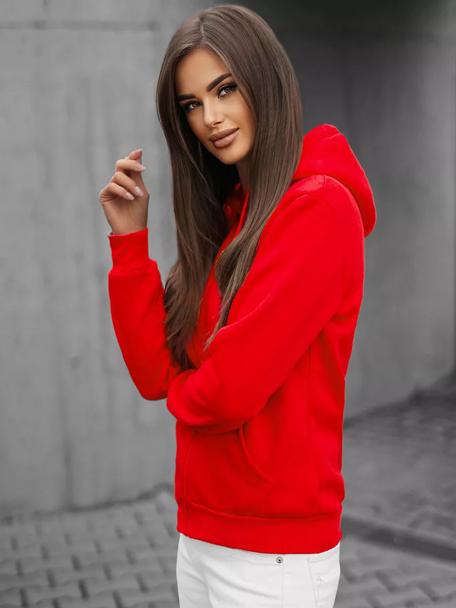 Women's red hoodie Look