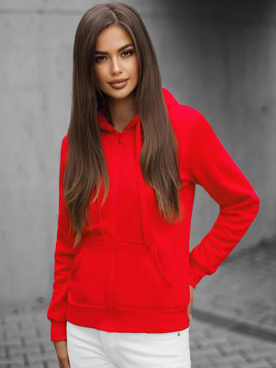 Women's red hoodie Look