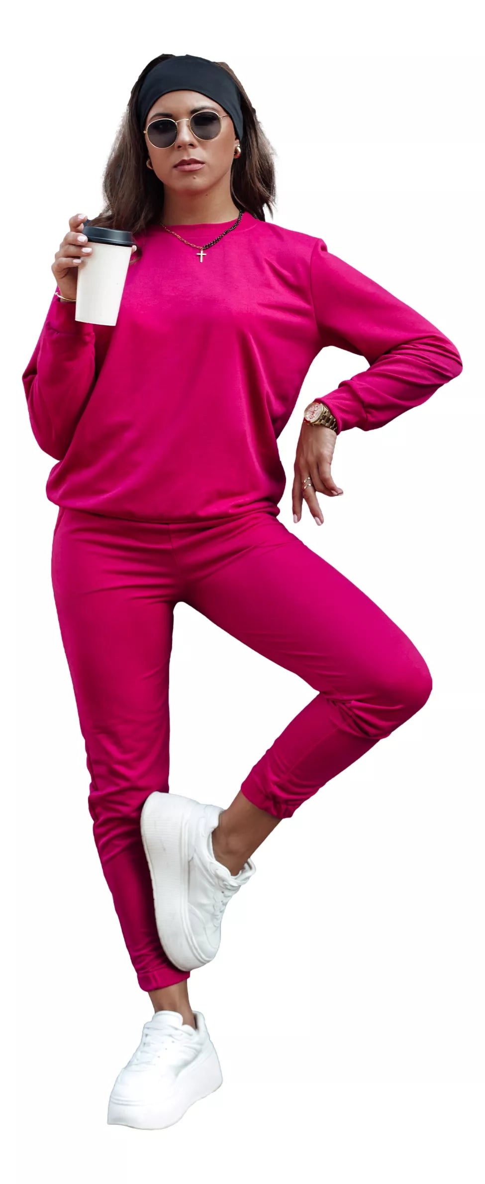 Women's bright pink Milin set.
