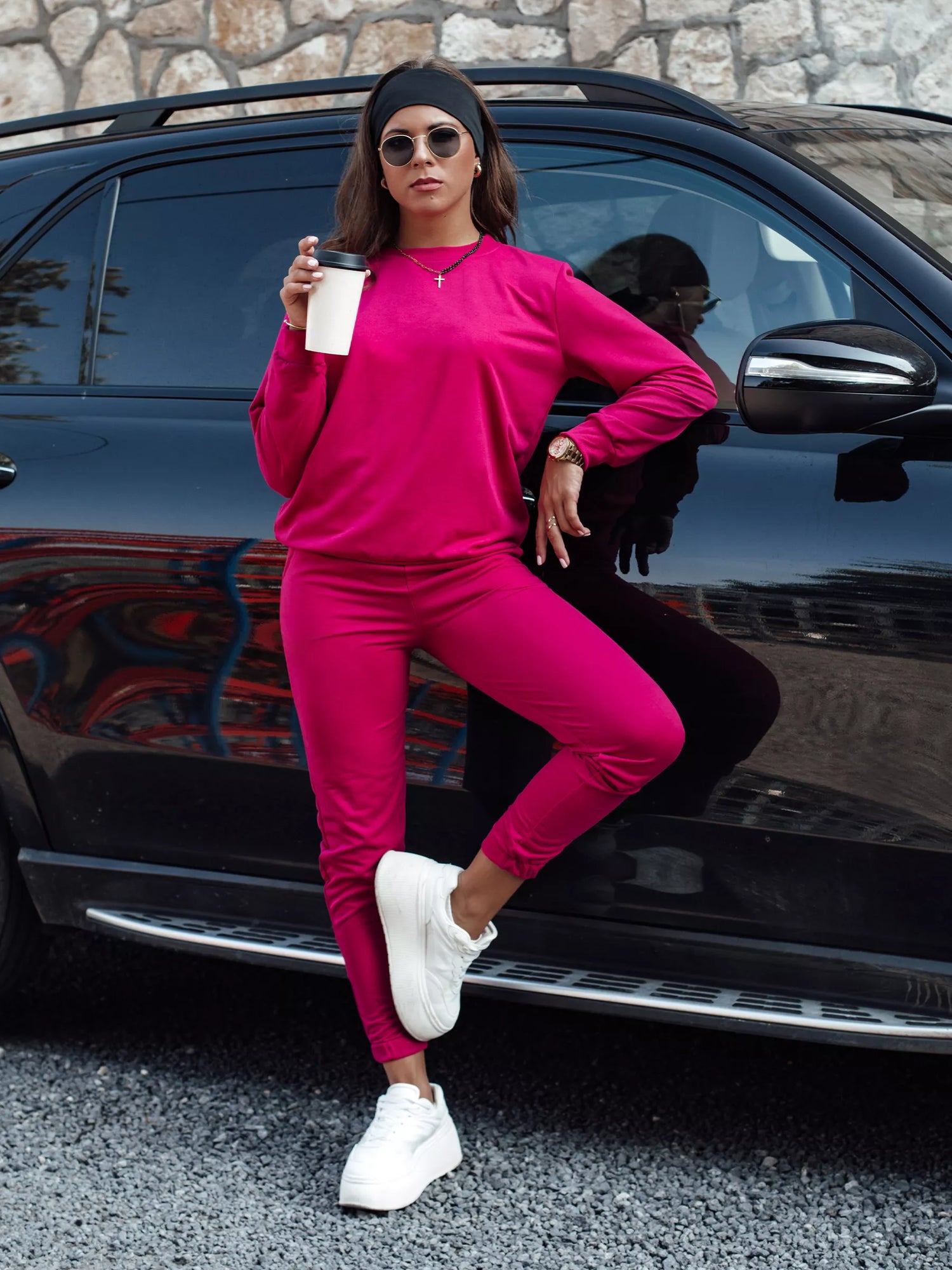 Women's bright pink Milin set.