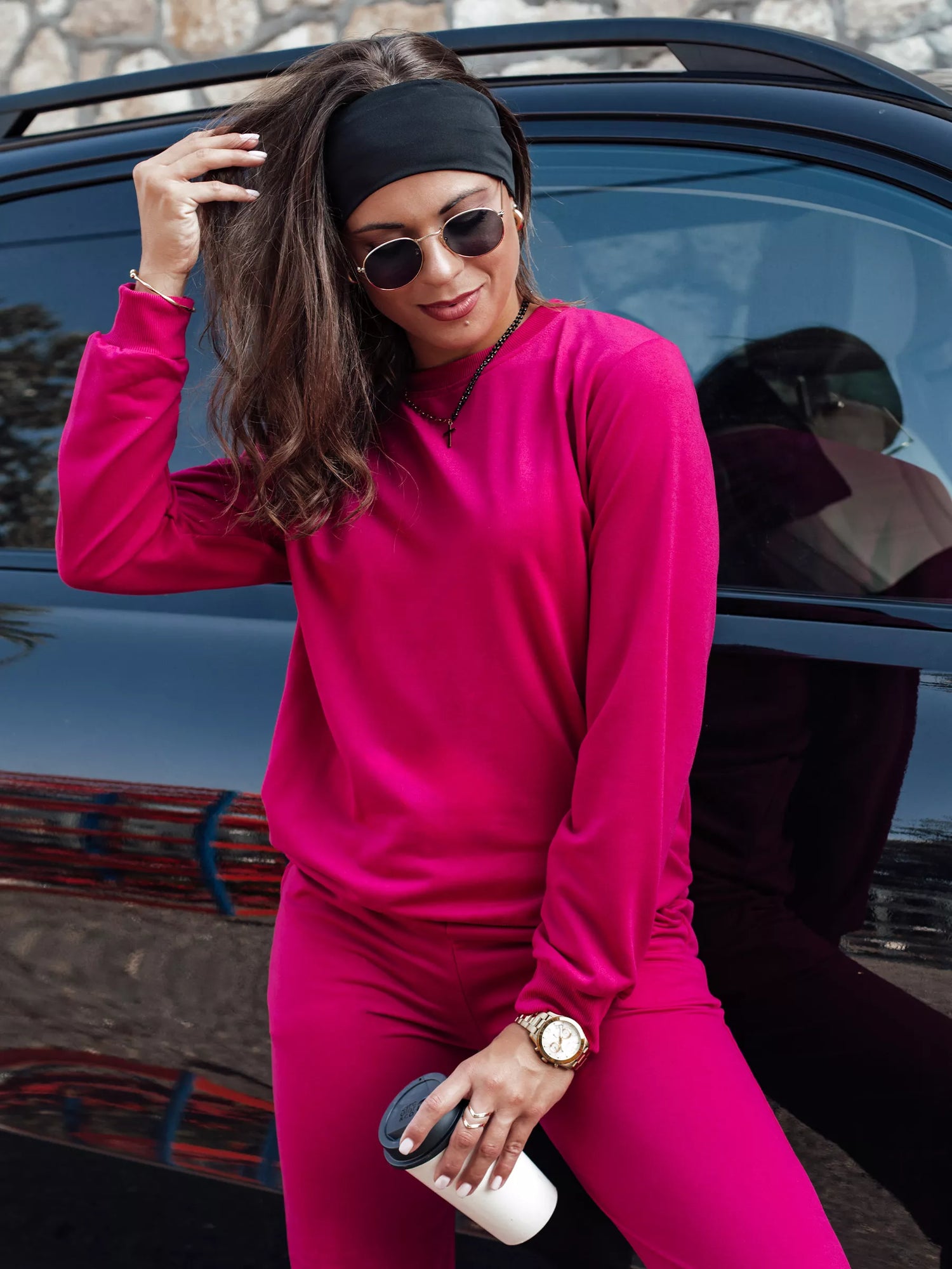 Women's bright pink Milin set.