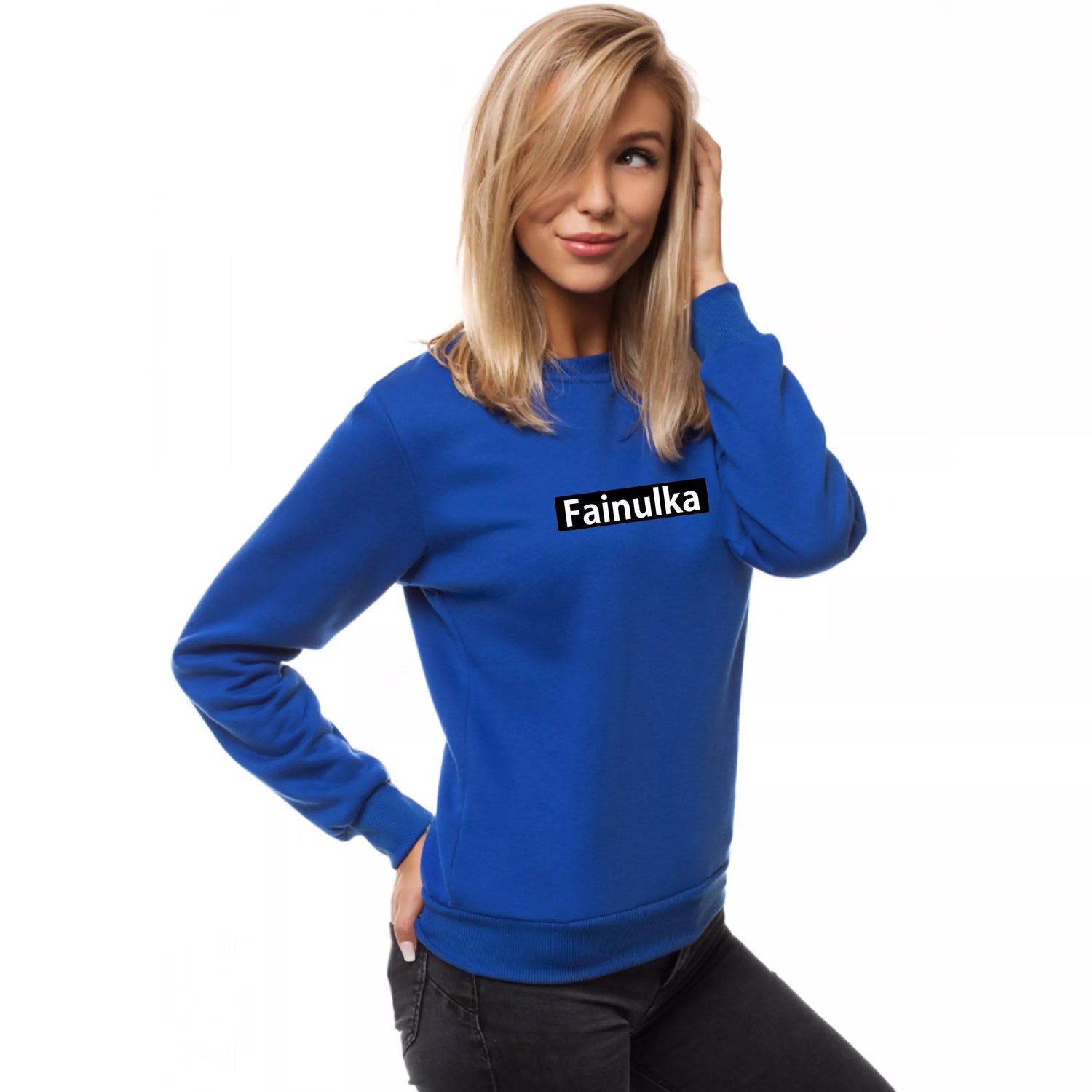 Women's bright blue sweater Fainulka