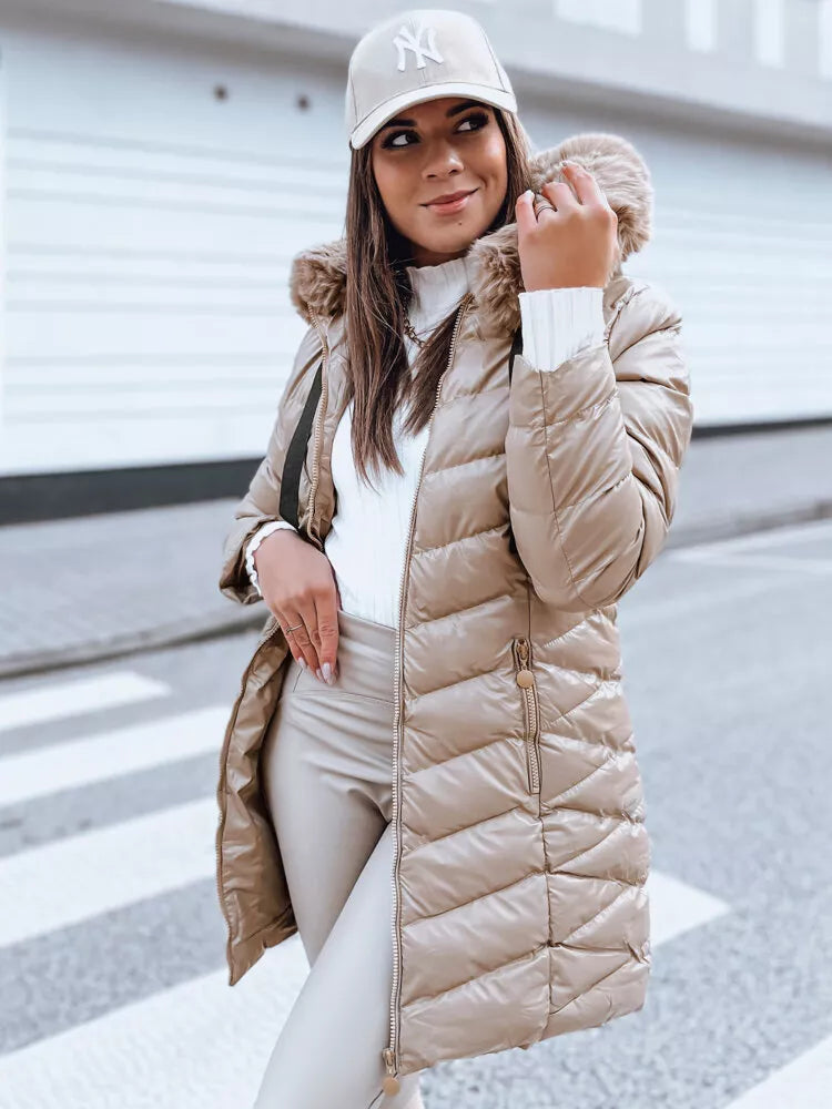 Women's light brown quilted jacket Crystal